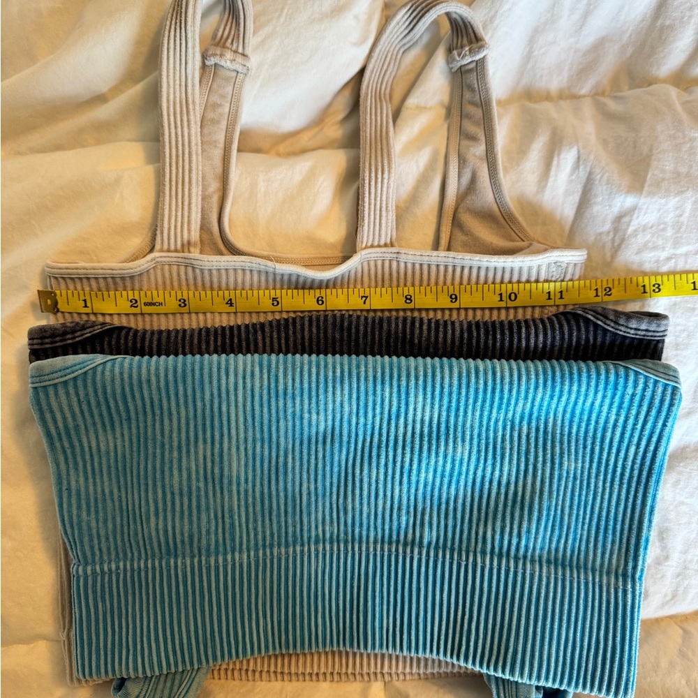 Zenana Outfitters Ribbed Crop Top Trio - Cream, Blue, Charcoal - Picture 4 of 6
